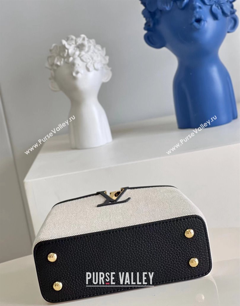 Louis Vuitton Taurillon leather and canvas Capucines Mini Bag Black (kiki-24031922)