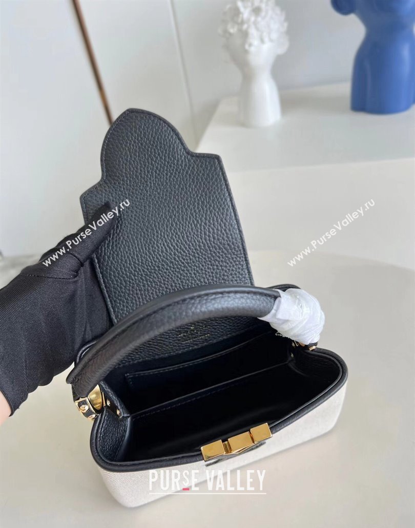 Louis Vuitton Taurillon leather and canvas Capucines Mini Bag Black (kiki-24031922)