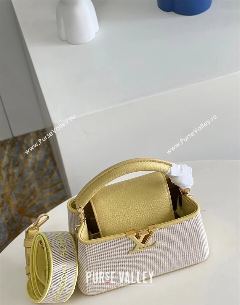 Louis Vuitton Taurillon leather and canvas Capucines Mini Bag Yellow (kiki-24031928)