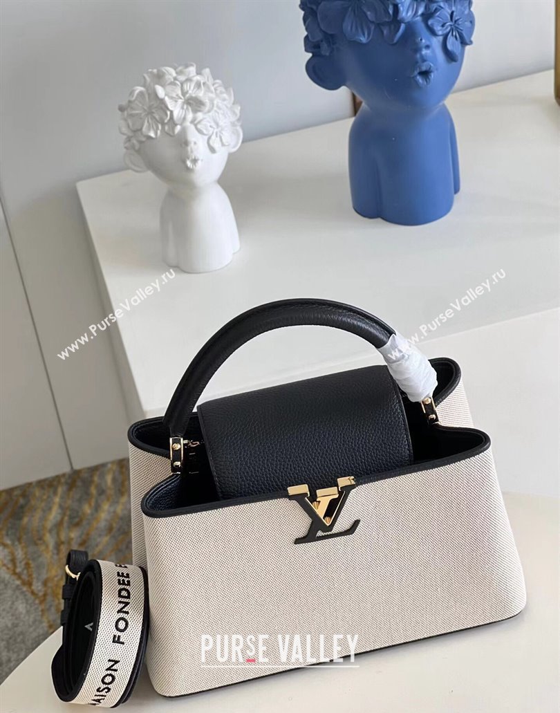 Louis Vuitton Taurillon leather and canvas Capucines MM Bag M59872 Black (kiki-24031920)