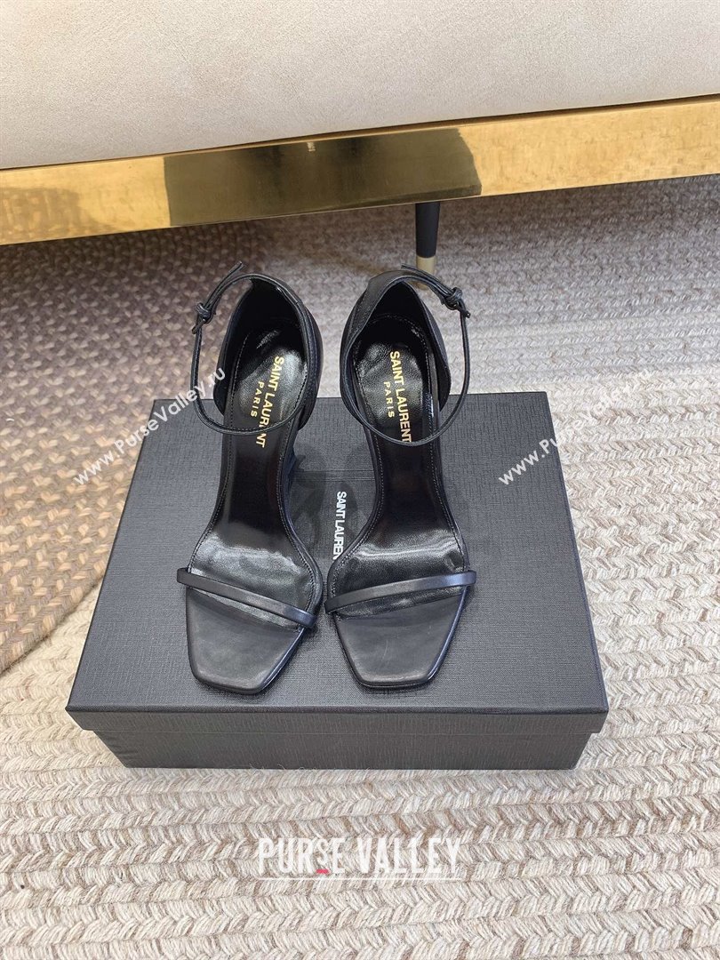 Saint Laurent Heel 10.5cm Opyum sandals in leather 557662 So Black (modeng-24032230)