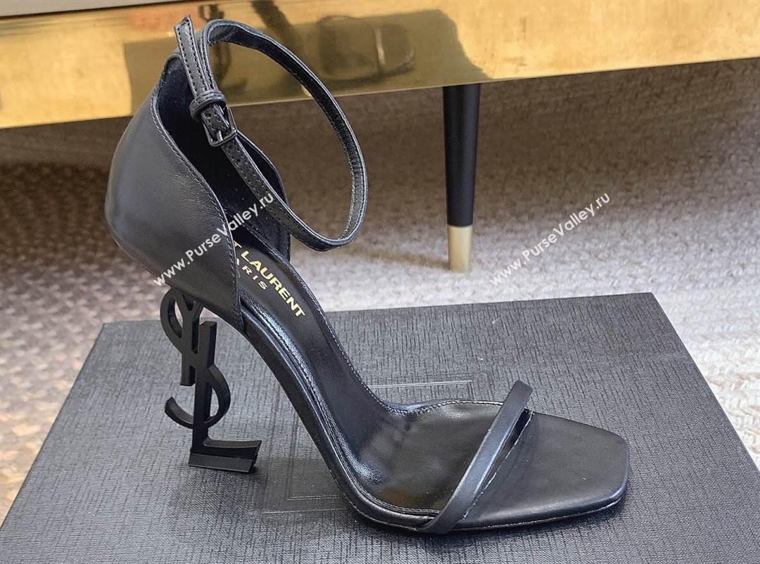 Saint Laurent Heel 10.5cm Opyum sandals in leather 557662 So Black (modeng-24032230)