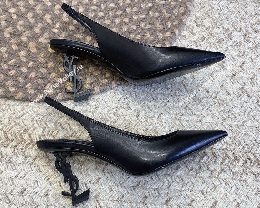 Saint Laurent Heel 8.5cm Opyum slingback Pumps in leather Black (modeng-24032217)