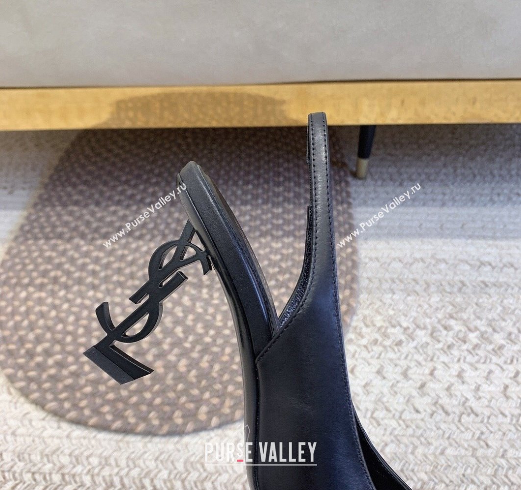 Saint Laurent Heel 8.5cm Opyum slingback Pumps in leather Black (modeng-24032217)