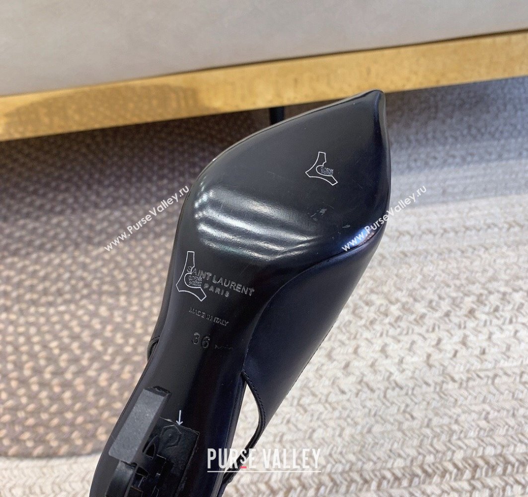 Saint Laurent Heel 8.5cm Opyum slingback Pumps in leather Black (modeng-24032217)