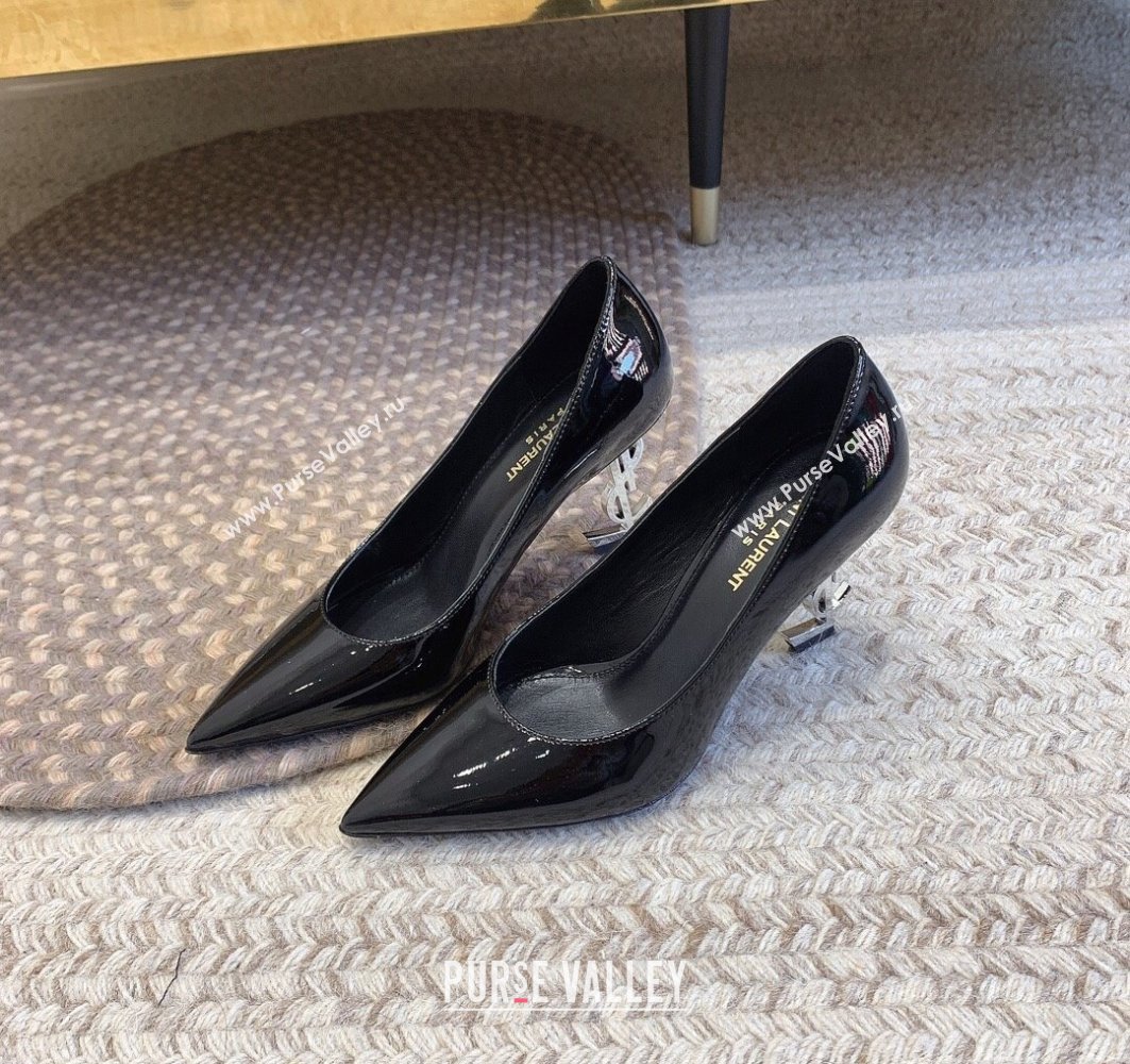 Saint Laurent Heel 8.5cm Opyum Pumps in patent leather 484160 Black/Silver (modeng-24032220)