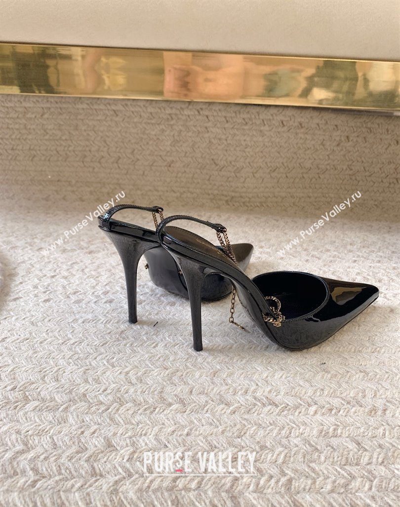 Saint Laurent Heel 11cm Claw Pumps In Patent Leather Black 2024 (modeng-24032165)