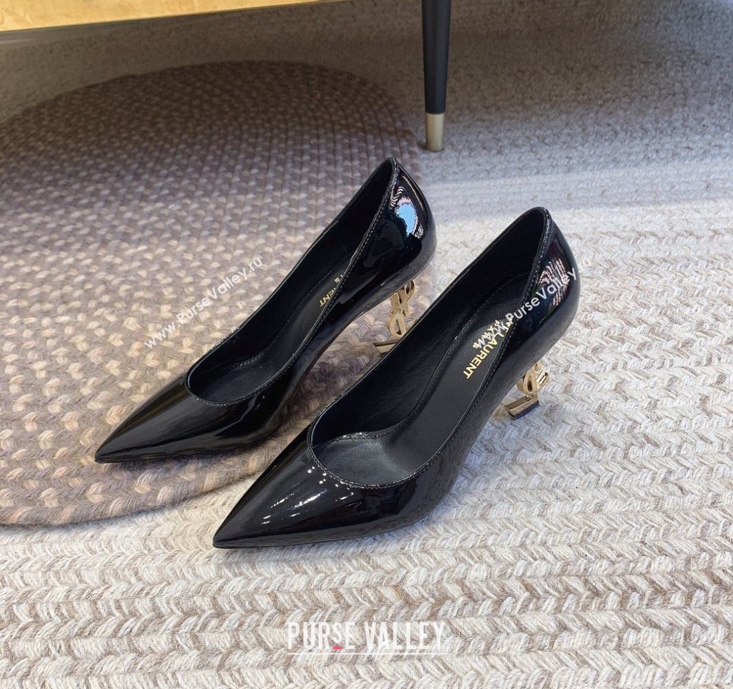 Saint Laurent Heel 8.5cm Opyum Pumps in patent leather 484160 Black/Gold (modeng-24032221)