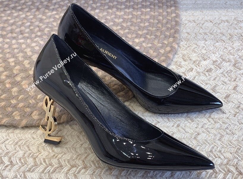 Saint Laurent Heel 8.5cm Opyum Pumps in patent leather 484160 Black/Gold (modeng-24032221)