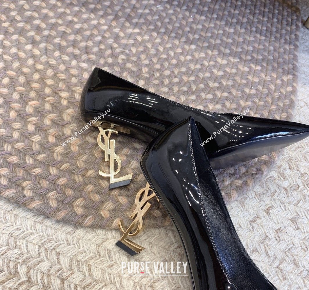 Saint Laurent Heel 8.5cm Opyum Pumps in patent leather 484160 Black/Gold (modeng-24032221)