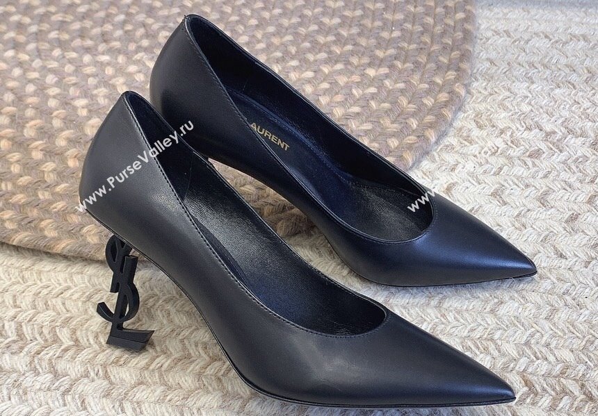 Saint Laurent Heel 8.5cm Opyum Pumps in leather 484160 Black (modeng-24032223)