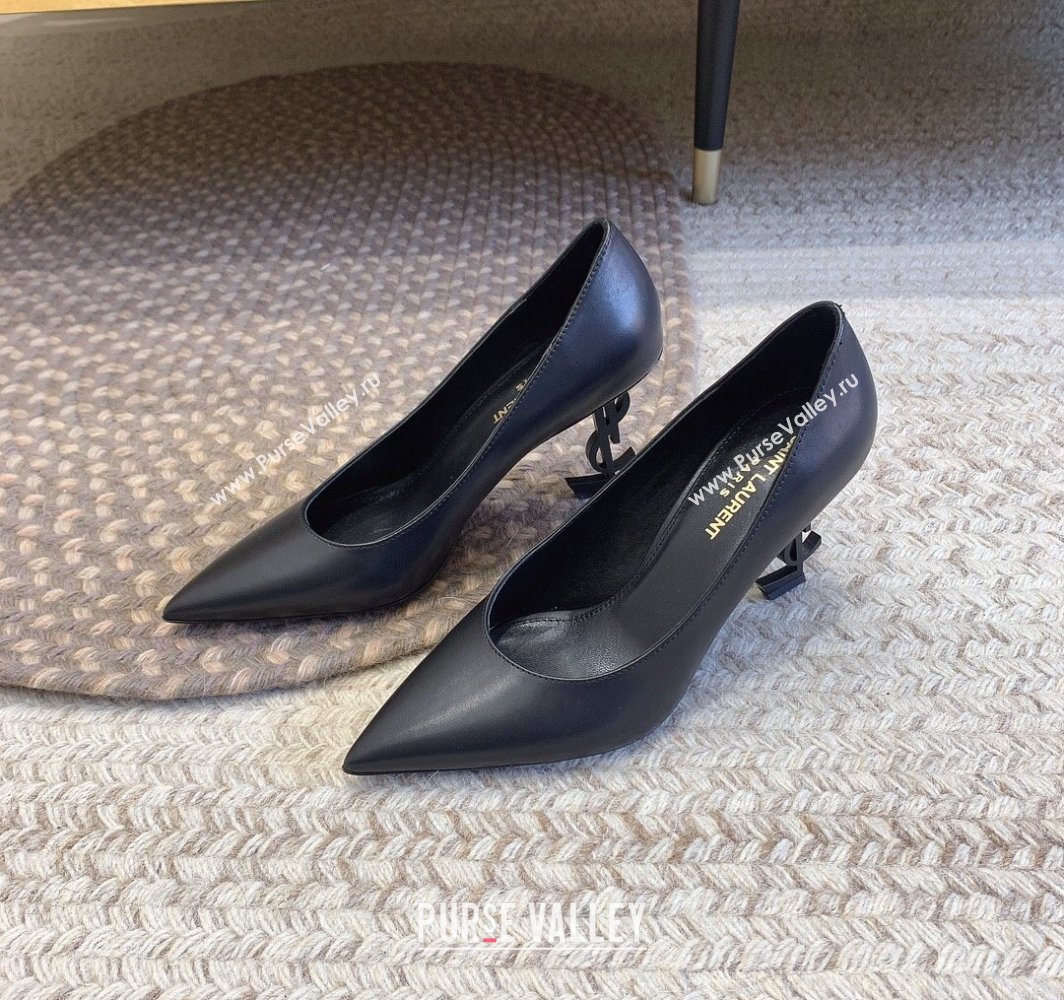 Saint Laurent Heel 8.5cm Opyum Pumps in leather 484160 Black (modeng-24032223)