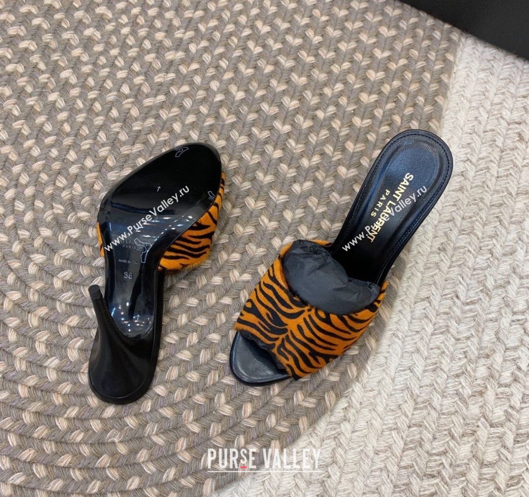 Saint Laurent Heel 9.5cm La 16 Mules in Leo Natural 2024 (modeng-24032126)