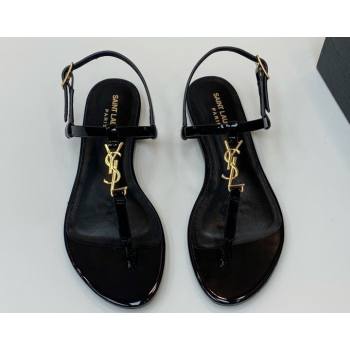 Saint Laurent cassandra sandals in patent leather 659817 Black/Gold 2024 (kaola-24032102)