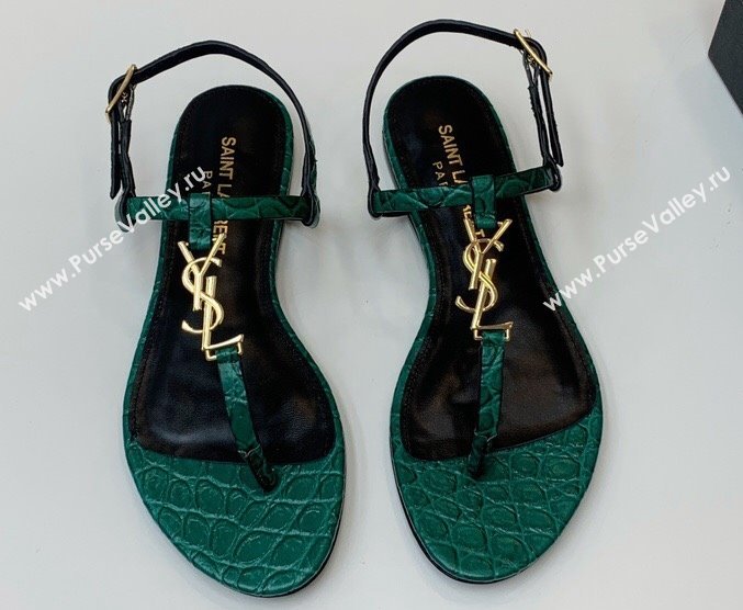 Saint Laurent cassandra sandals in leather 659817 Green 2024 (kaola-24032103)