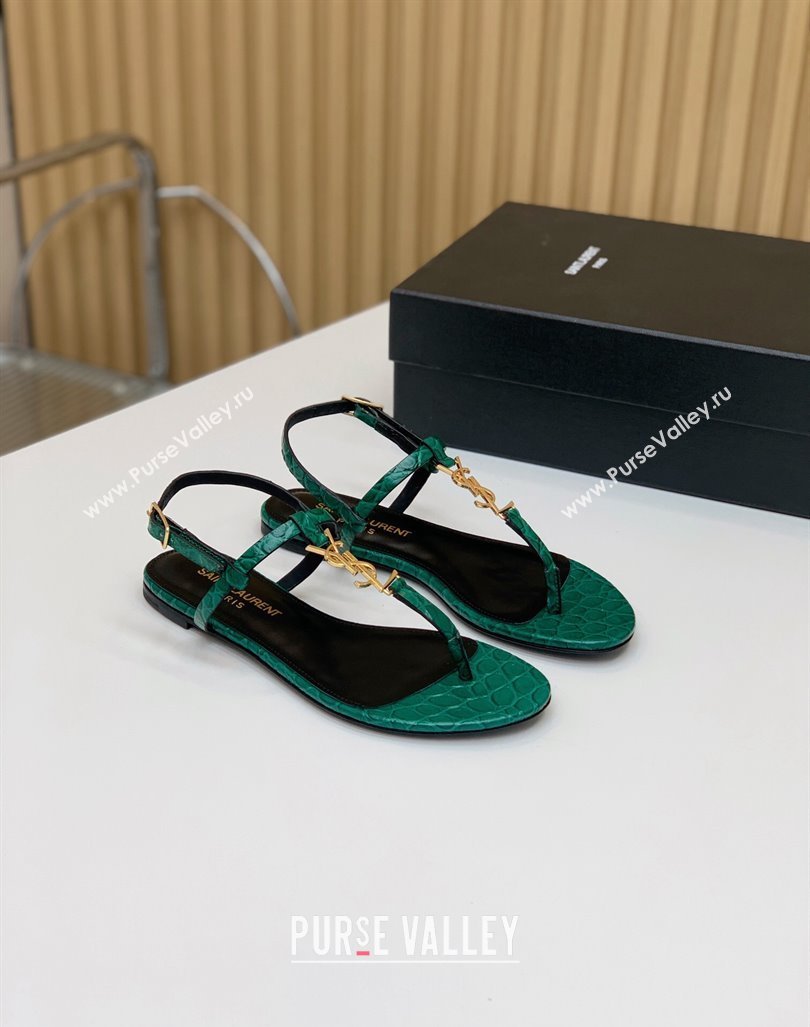 Saint Laurent cassandra sandals in leather 659817 Green 2024 (kaola-24032103)