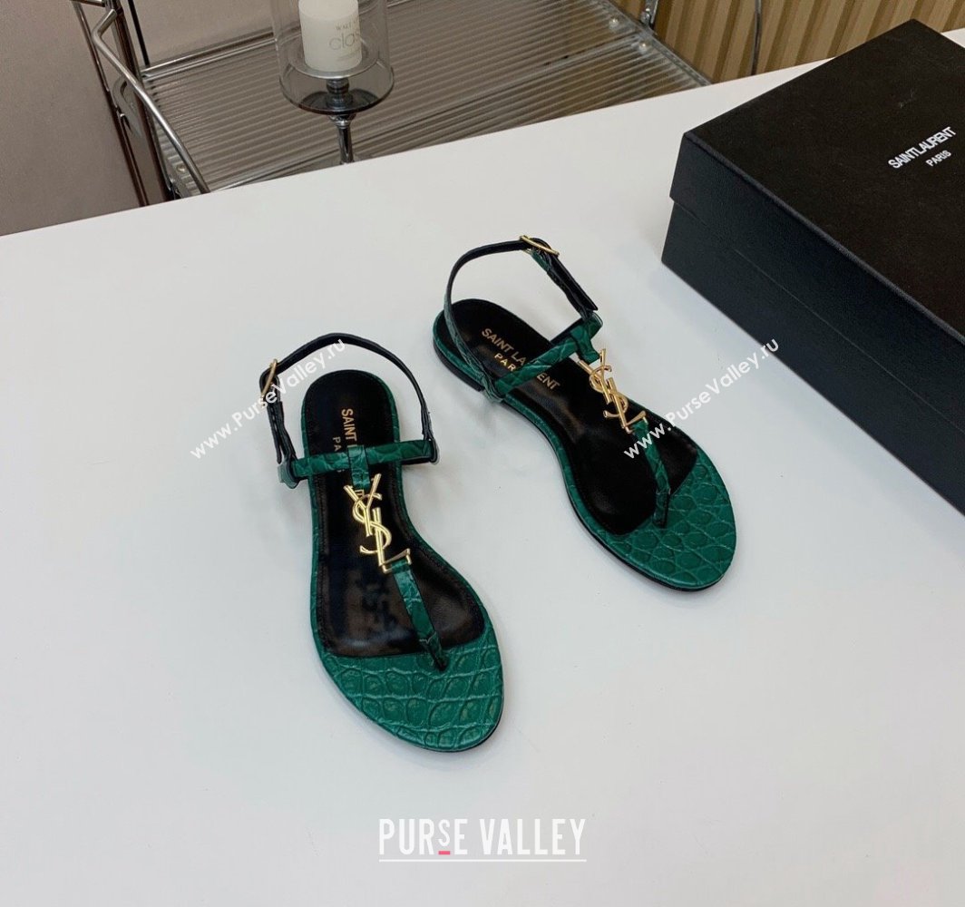 Saint Laurent cassandra sandals in leather 659817 Green 2024 (kaola-24032103)