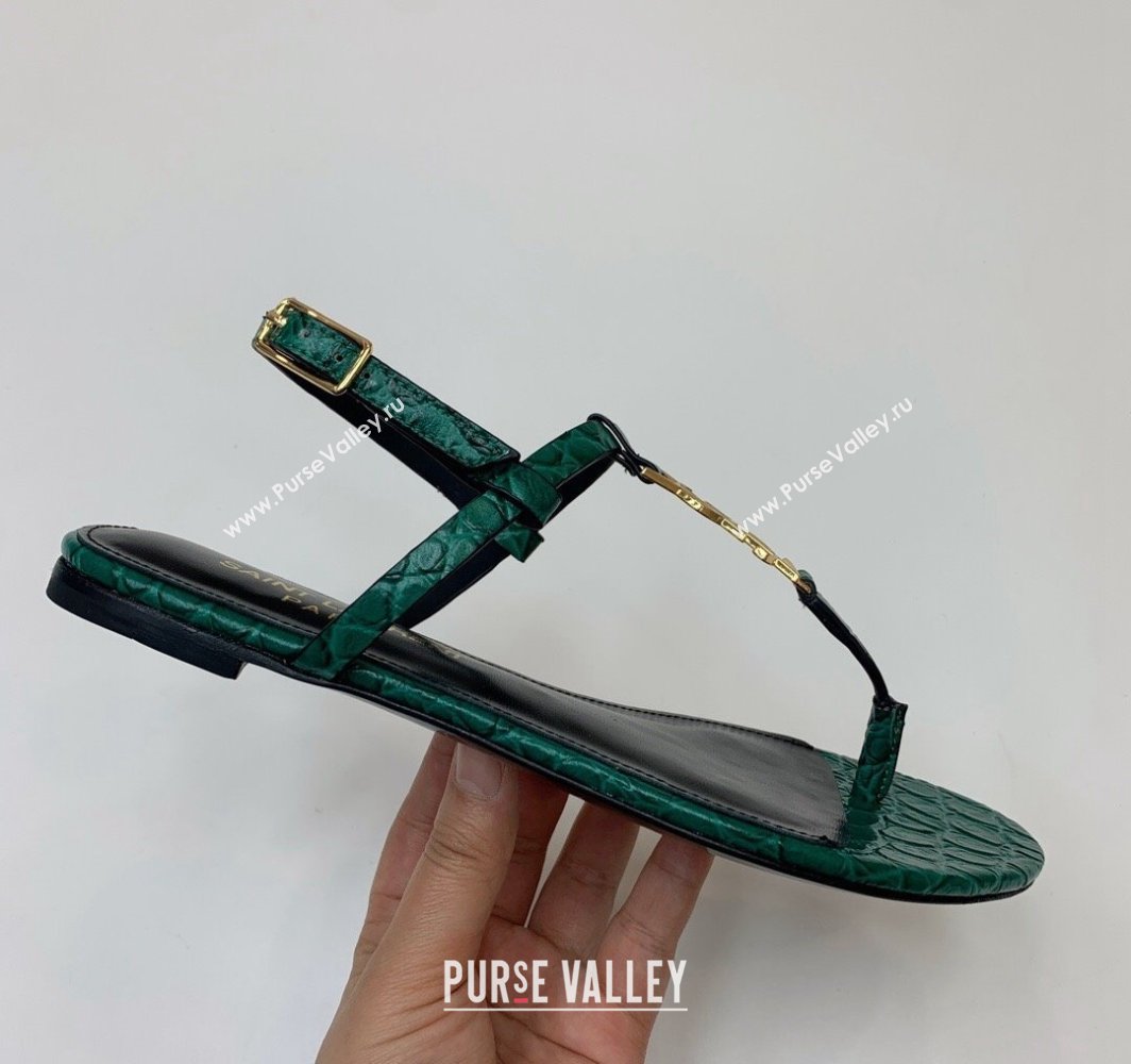 Saint Laurent cassandra sandals in leather 659817 Green 2024 (kaola-24032103)