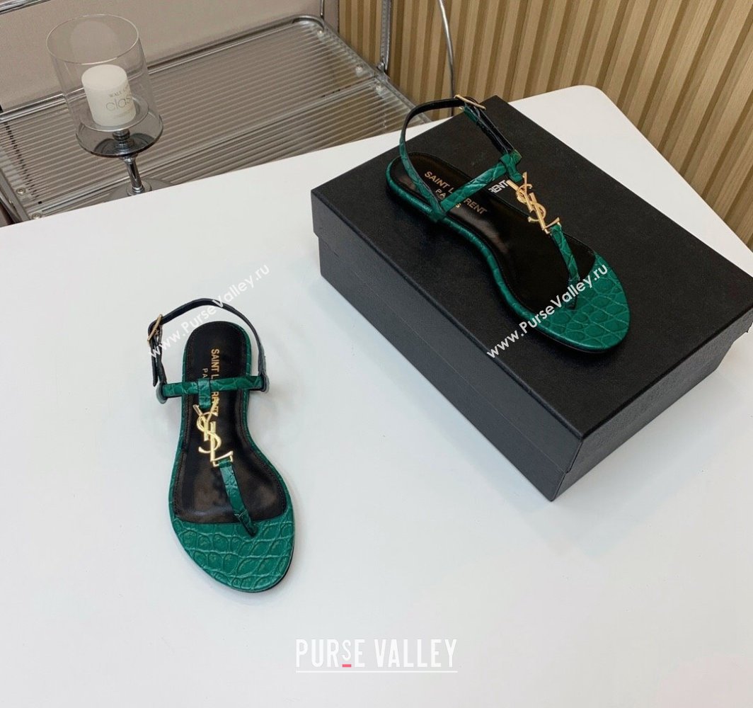 Saint Laurent cassandra sandals in leather 659817 Green 2024 (kaola-24032103)