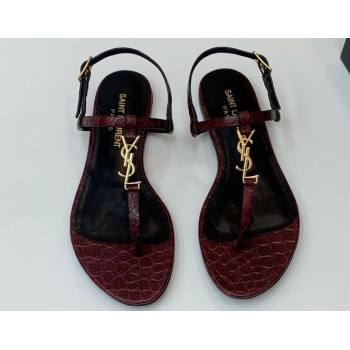 Saint Laurent cassandra sandals in leather 659817 Burgundy 2024 (kaola-24032104)