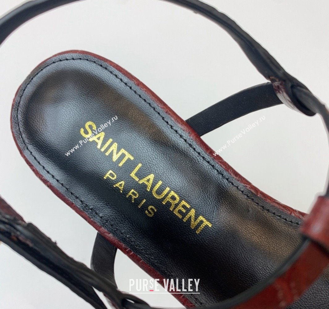 Saint Laurent cassandra sandals in leather 659817 Burgundy 2024 (kaola-24032104)