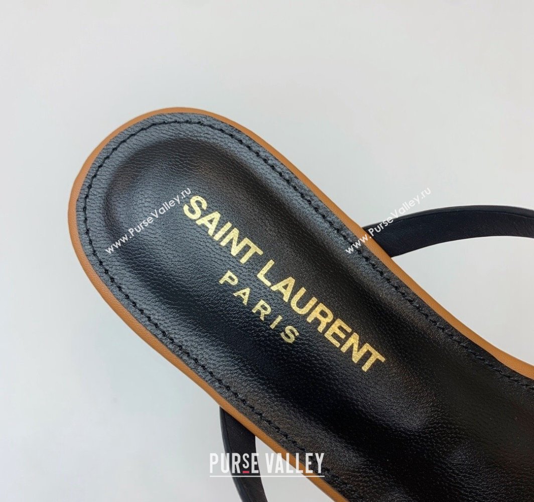 Saint Laurent cassandra slides in vegetable-tanned leather 776081 MARRON GOLD 2024 (kaola-24032111)