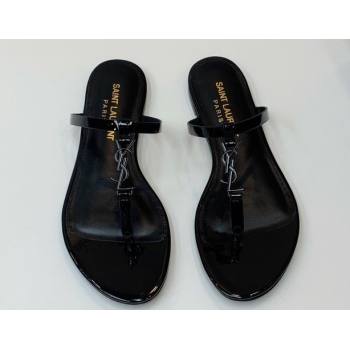 Saint Laurent cassandra slides in patent leather 776081 So Black 2024 (kaola-24032113)