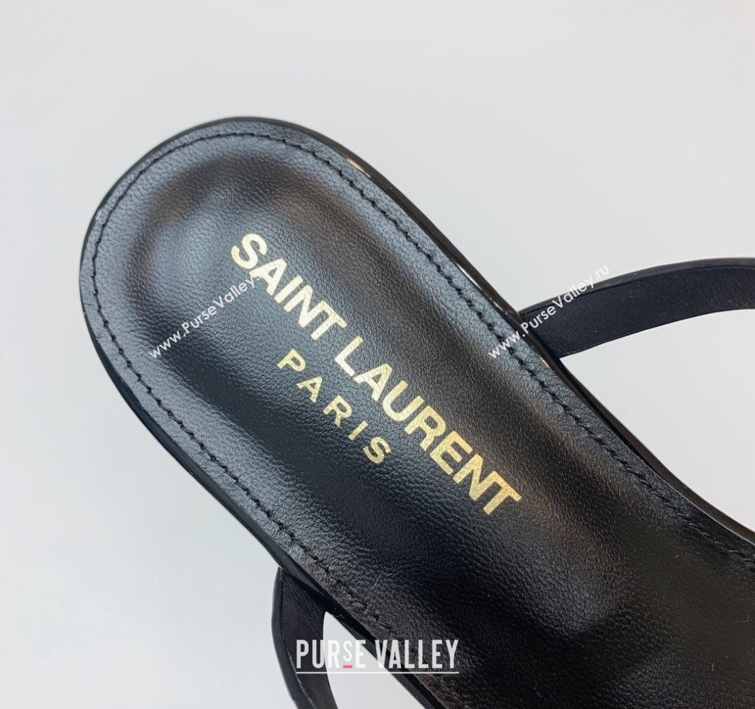 Saint Laurent cassandra slides in patent leather 776081 Black/Gold 2024 (kaola-24032114)