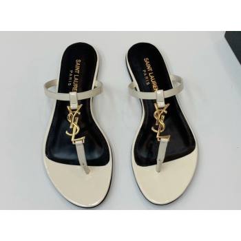 Saint Laurent cassandra slides in patent leather 776081 Creamy/Gold 2024 (kaola-24032115)