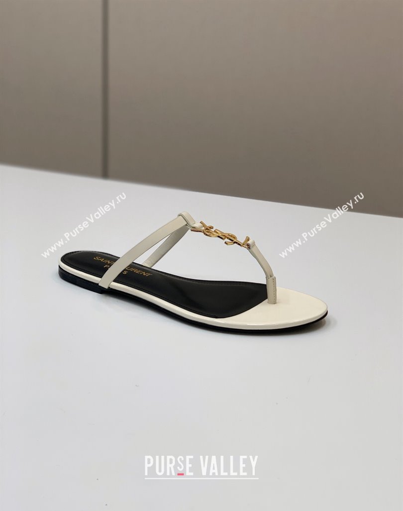 Saint Laurent cassandra slides in patent leather 776081 Creamy/Gold 2024 (kaola-24032115)