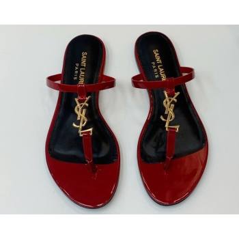 Saint Laurent cassandra slides in patent leather 776081 Red/Gold 2024 (kaola-24032116)