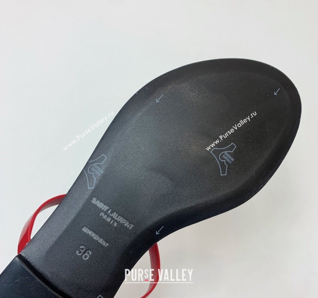 Saint Laurent cassandra slides in patent leather 776081 Red/Gold 2024 (kaola-24032116)