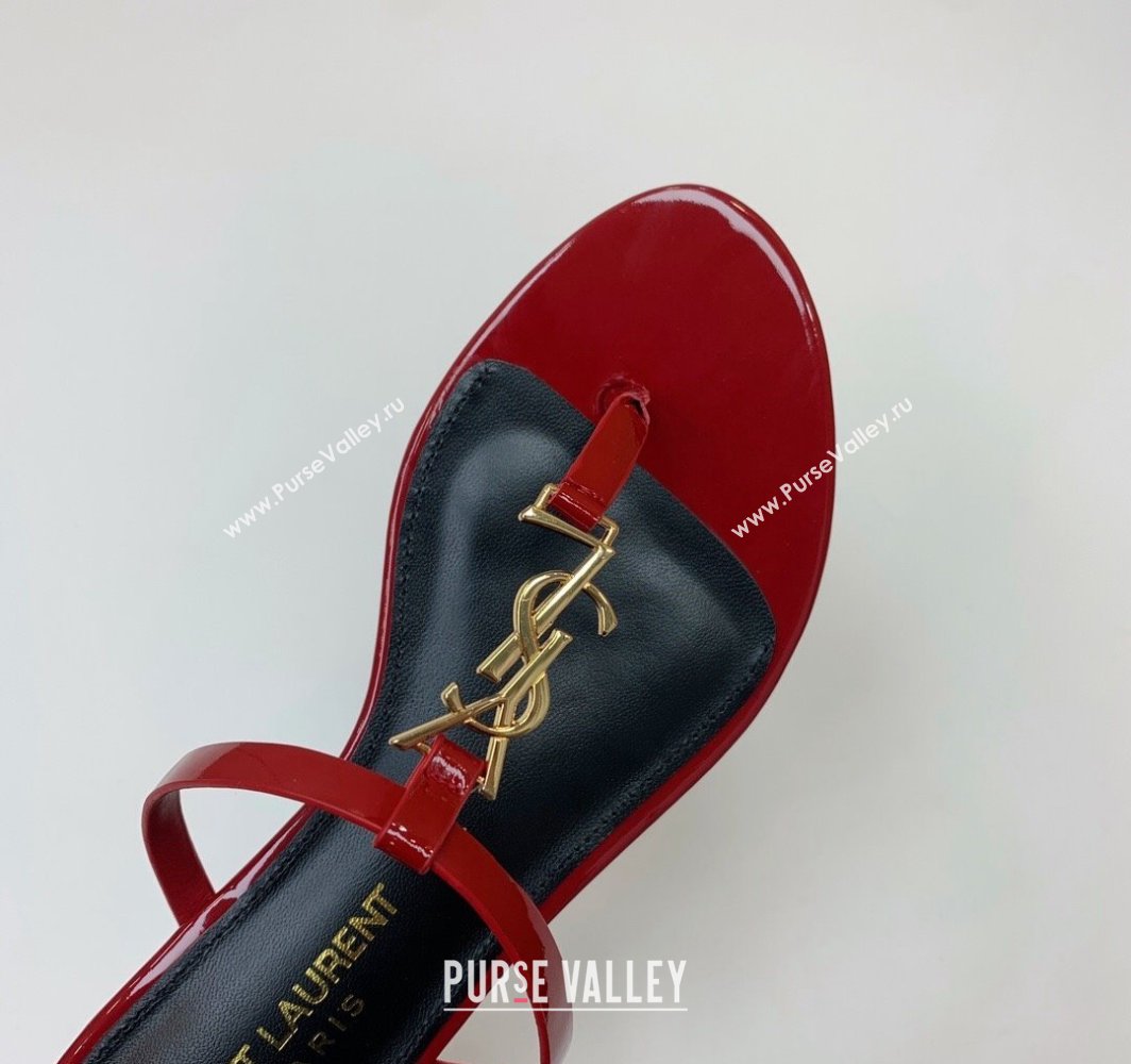 Saint Laurent cassandra slides in patent leather 776081 Red/Gold 2024 (kaola-24032116)