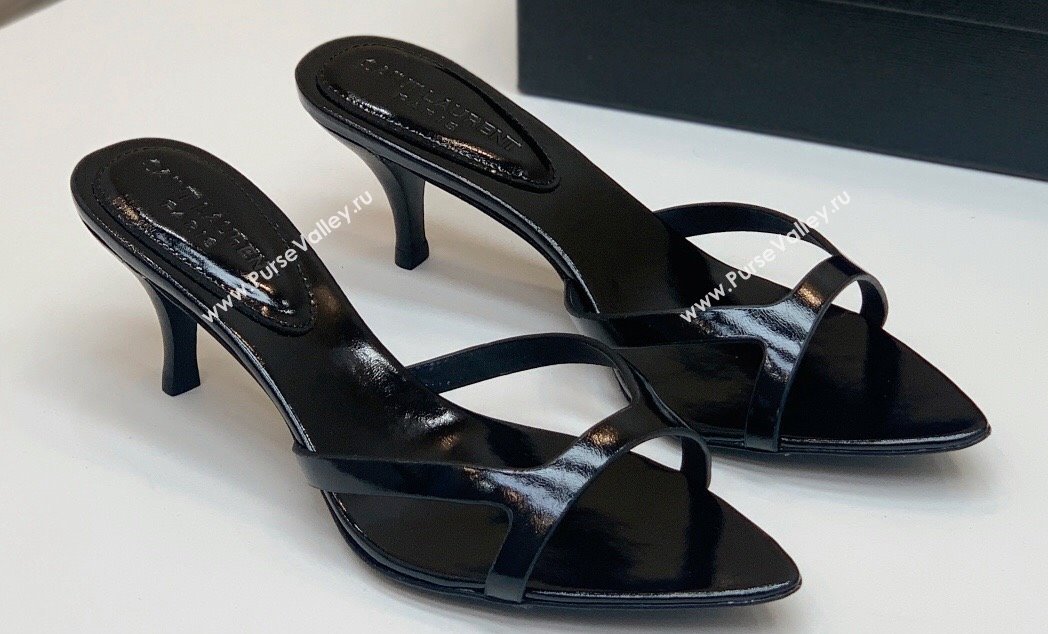 Saint Laurent Heel 4cm clara Mules in leather Black 2024 (kaola-24032107)