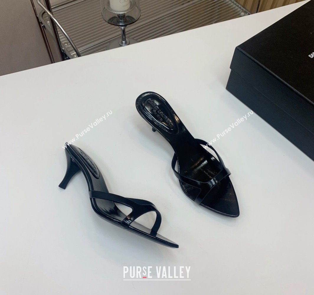 Saint Laurent Heel 4cm clara Mules in leather Black 2024 (kaola-24032107)