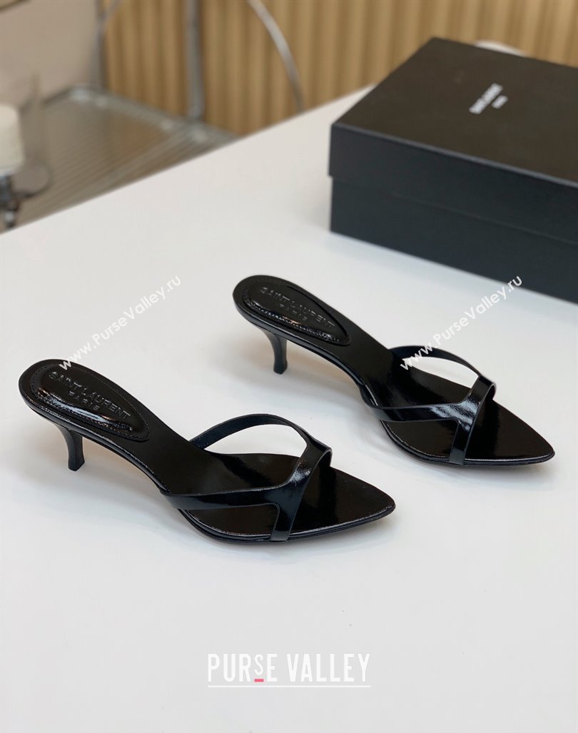 Saint Laurent Heel 4cm clara Mules in leather Black 2024 (kaola-24032107)