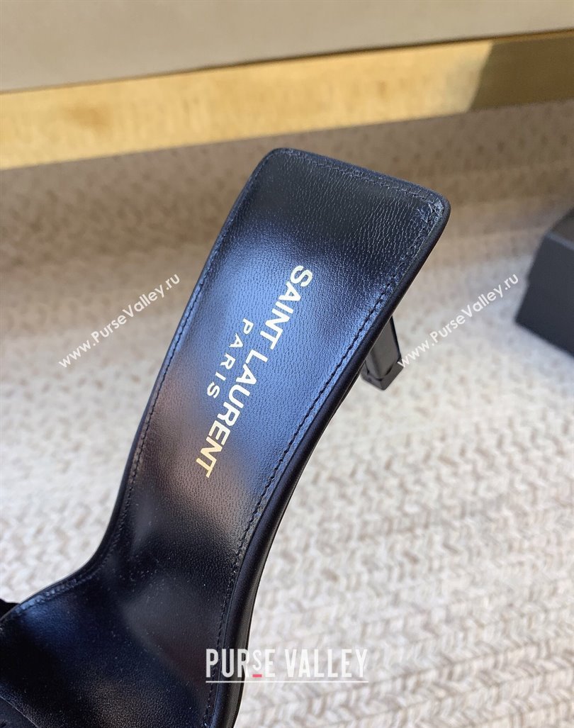 Saint Laurent Heel 6.5cm Pam Mules In Velvet Black 2024 (modeng-24032134)