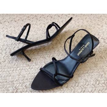 Saint Laurent Heel 5.5cm clara sandals in crepe satin Black 2024 (modeng-24032104)