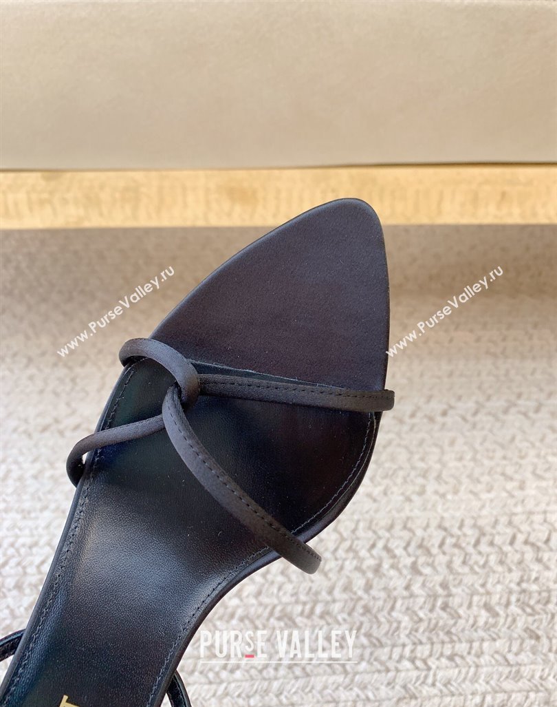 Saint Laurent Heel 5.5cm clara sandals in crepe satin Black 2024 (modeng-24032104)