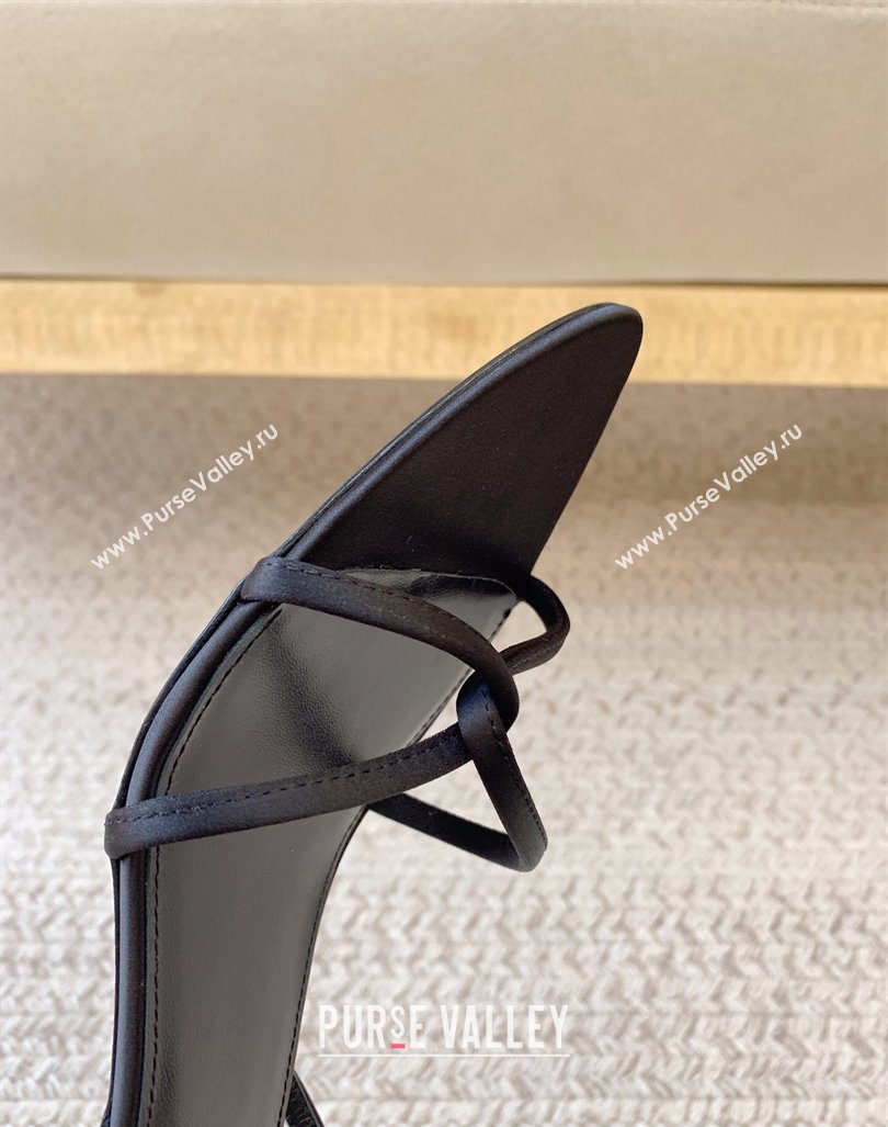 Saint Laurent Heel 5.5cm clara sandals in crepe satin Black 2024 (modeng-24032104)