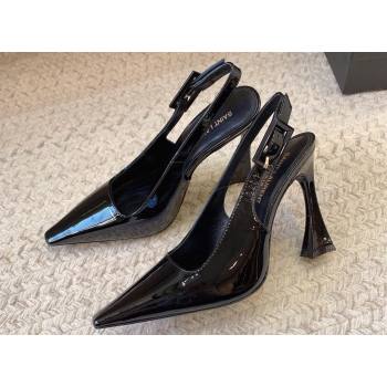 Saint Laurent Heel 11cm dune slingback pumps in patent leather 786756 Black 2024 (modeng-24032146)