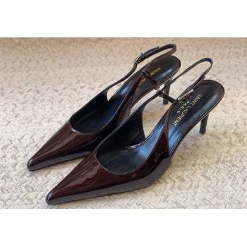 Saint Laurent Heel 6.5cm vendome slingback pumps in Patent leather 755213 Burgundy 2024 (modeng-24032152)