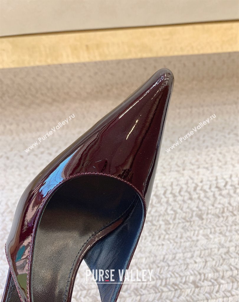 Saint Laurent Heel 6.5cm vendome slingback pumps in Patent leather 755213 Burgundy 2024 (modeng-24032152)