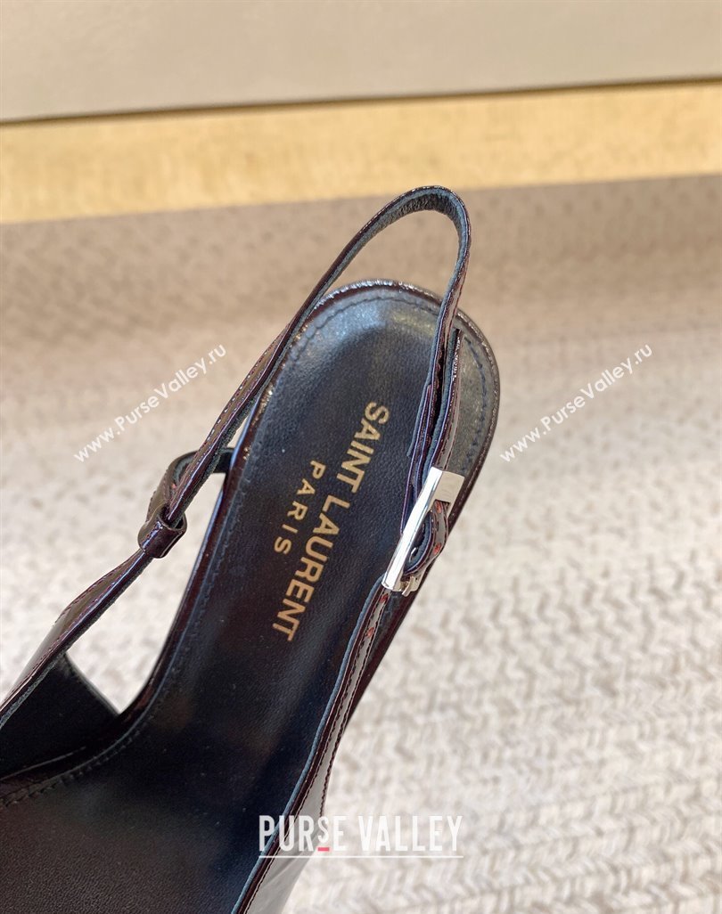 Saint Laurent Heel 6.5cm vendome slingback pumps in Patent leather 755213 Burgundy 2024 (modeng-24032152)