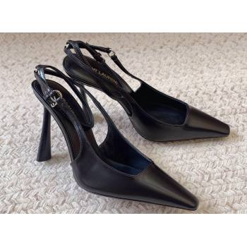 Saint Laurent Heel 11cm calista slingbacks 756082 Leather Black 2024 (modeng-24032123)