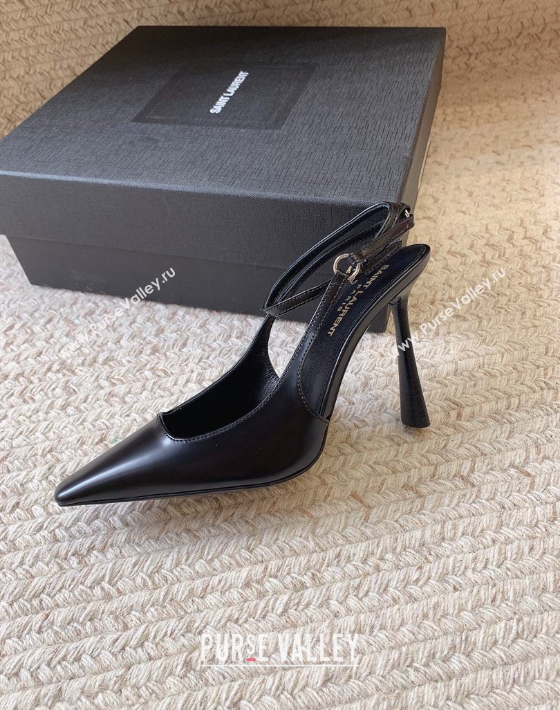 Saint Laurent Heel 11cm calista slingbacks 756082 Leather Black 2024 (modeng-24032123)