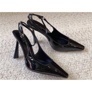 Saint Laurent Heel 11cm calista slingbacks 756082 Patent Black 2024 (modeng-24032121)