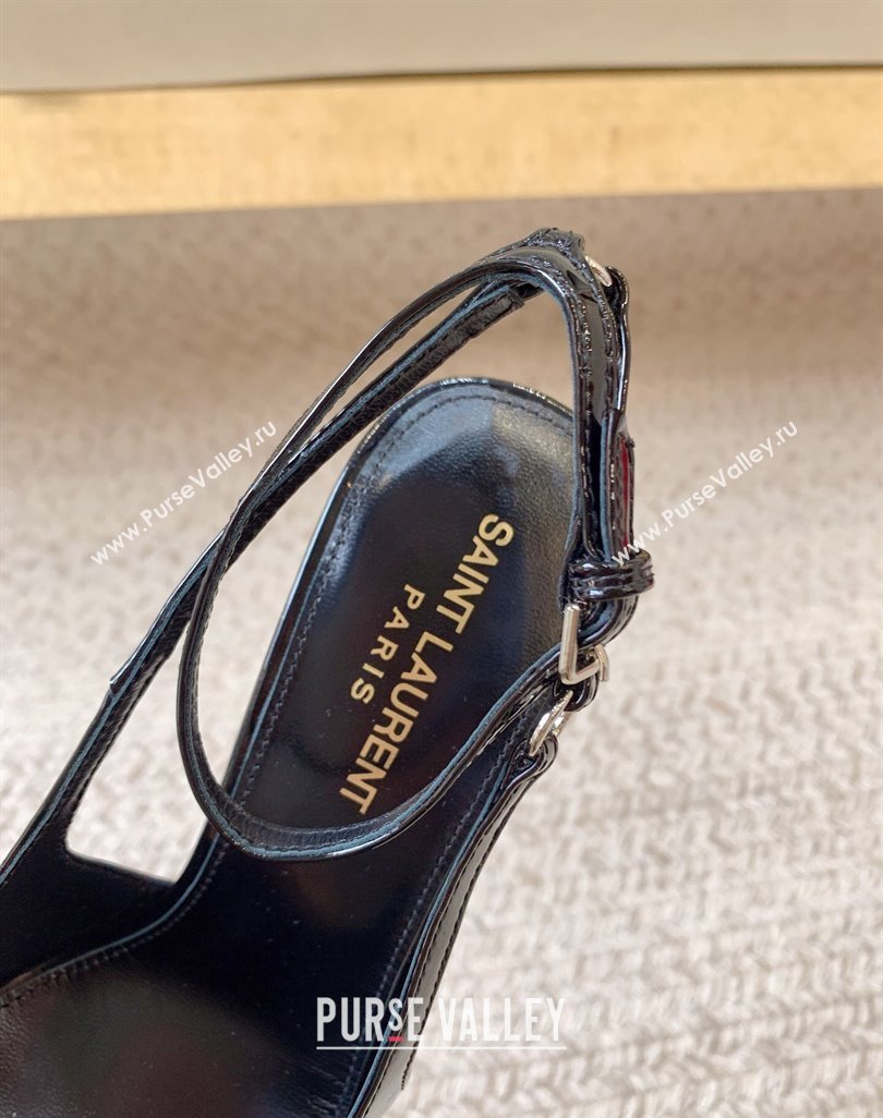 Saint Laurent Heel 11cm calista slingbacks 756082 Patent Black 2024 (modeng-24032121)