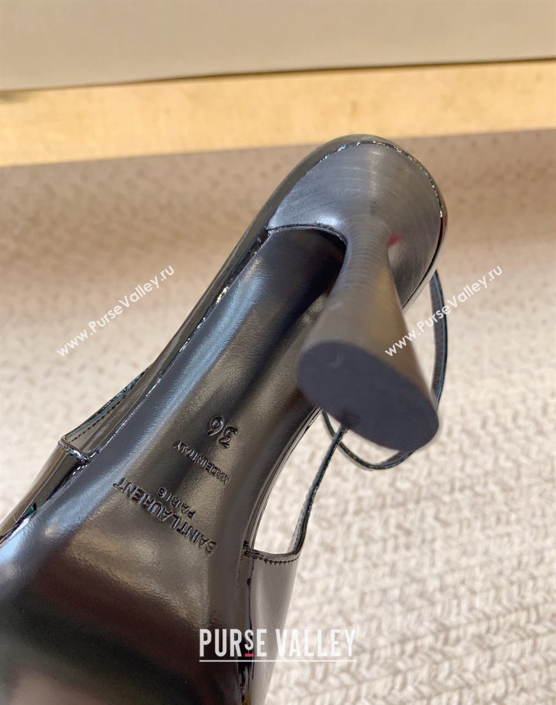 Saint Laurent Heel 11cm calista slingbacks 756082 Patent Black 2024 (modeng-24032121)