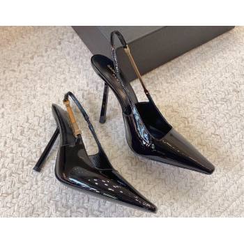 Saint Laurent Heel 11cm blake slingback pumps in patent leather 776352 Black 2024 (modeng-24032153)